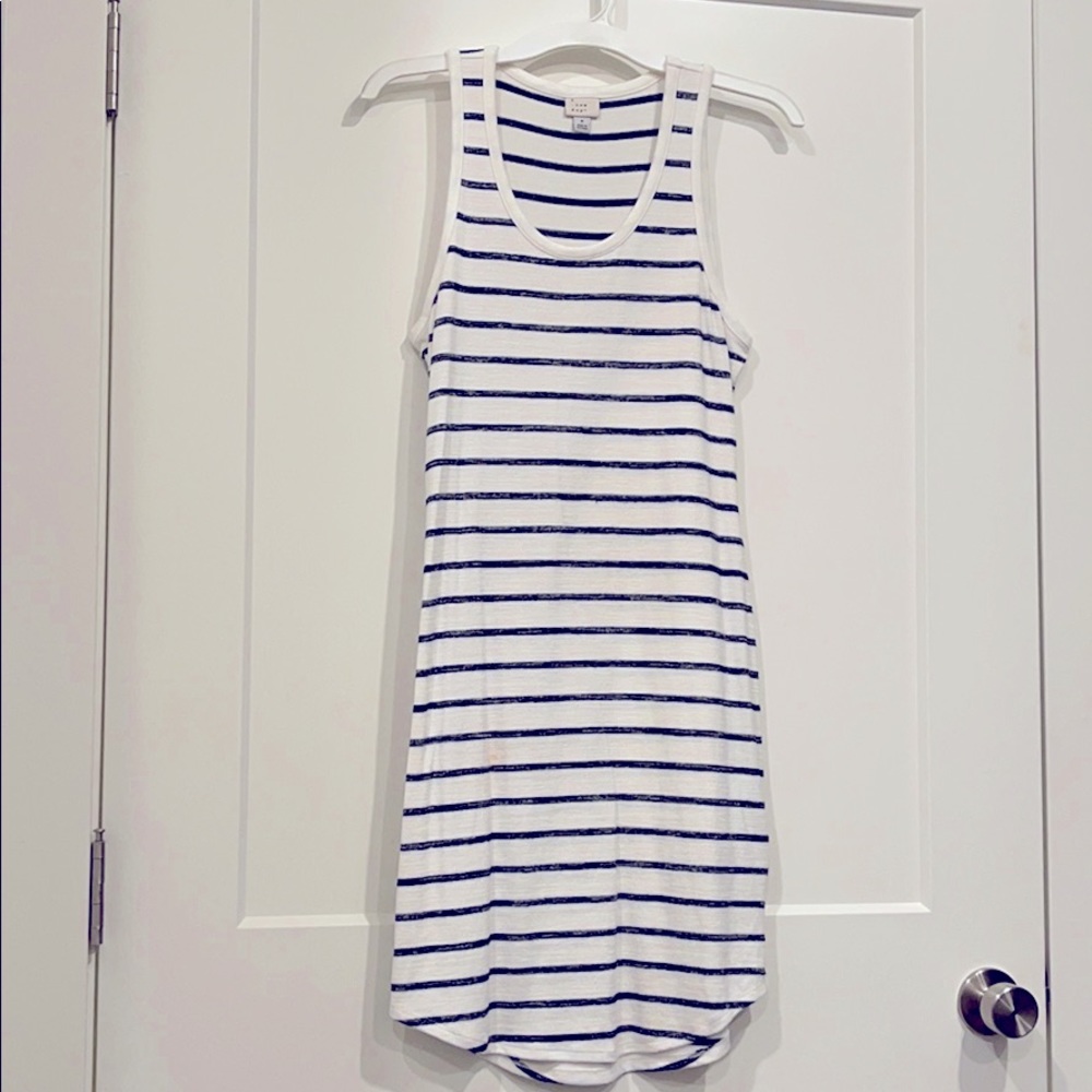 White and navy striped everyday summer dress